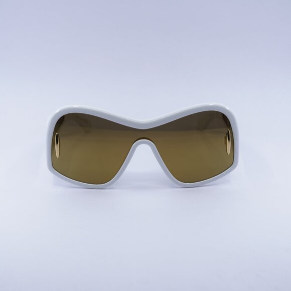 Loewe LW40131I 25G Sunglasses White Shield Frame, Brown Gold Mirror Lenses main image 3